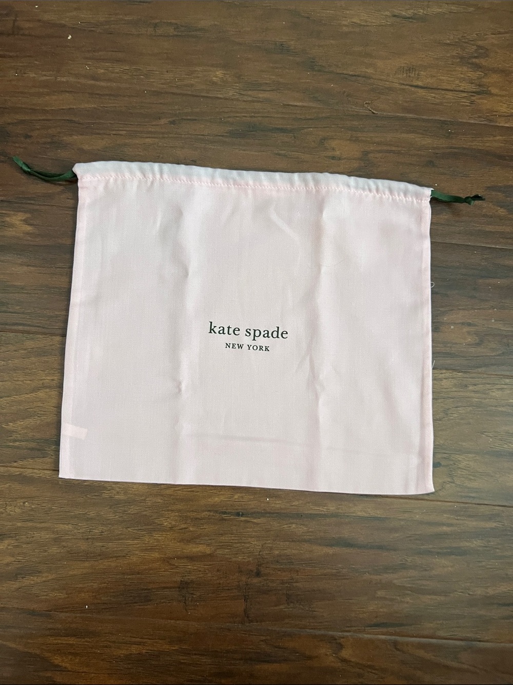 kate spade Light Pink Drawstring Dust Bag with Green Cord